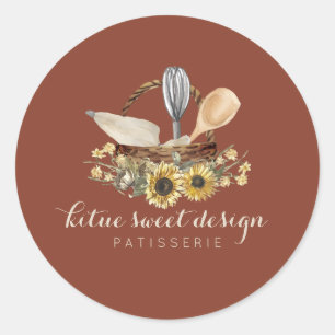 Terracotta Kook Bakkerij Chef Lepel Gardeer Bakken Ronde Sticker