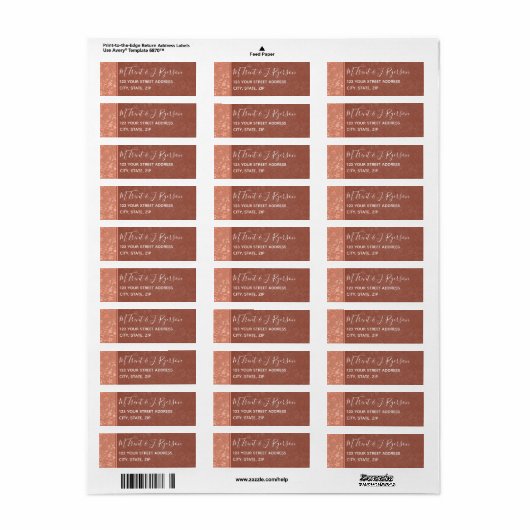 Terracotta, koperen Floral, wijnstokken, hartenhuw Etiket (Full Sheet)