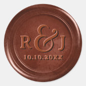 Terracotta koperen wassticker met initialen  ronde sticker (Voorkant)