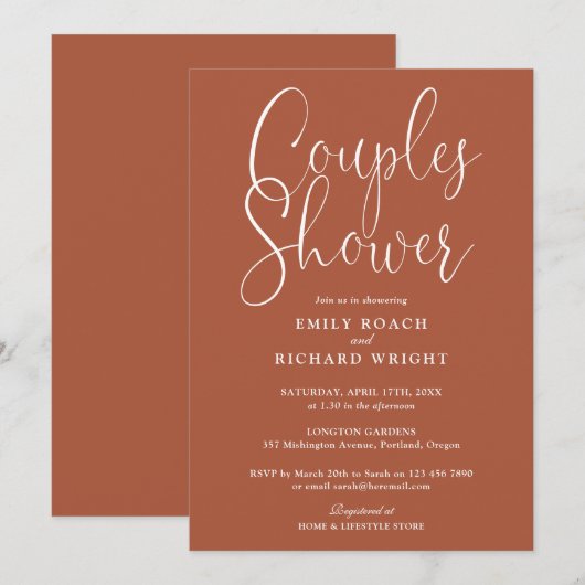 Terracotta koppels bruids bruiloft douche kaart (Voorkant / Achterkant)