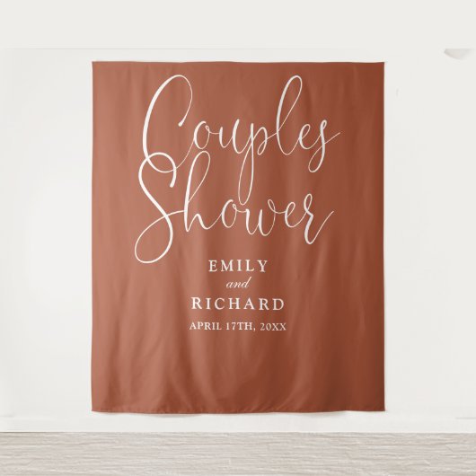 Terracotta koppels bruiloft douche foto achtergron wandkleed (Voorkant)