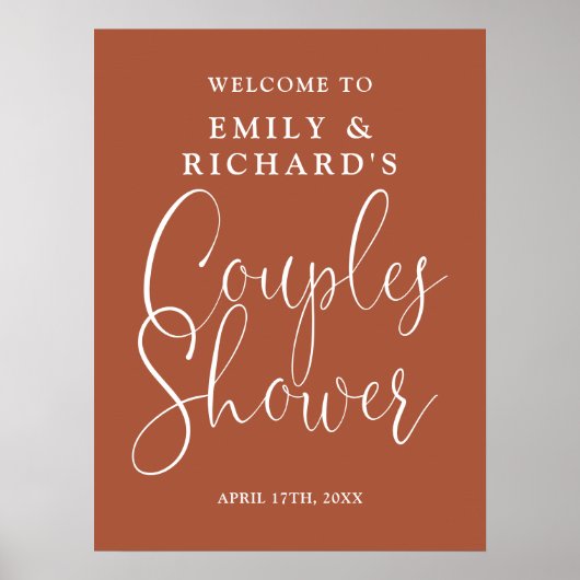 Terracotta koppels douche welkomstbord poster (Voorkant)