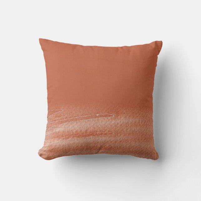Terracotta koraal Abstracte Waterverf Kussen (Voorkant)