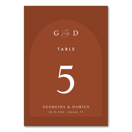 Terracotta Koriander Boho Arch Monogram Bruiloft Kaart (Achterkant)