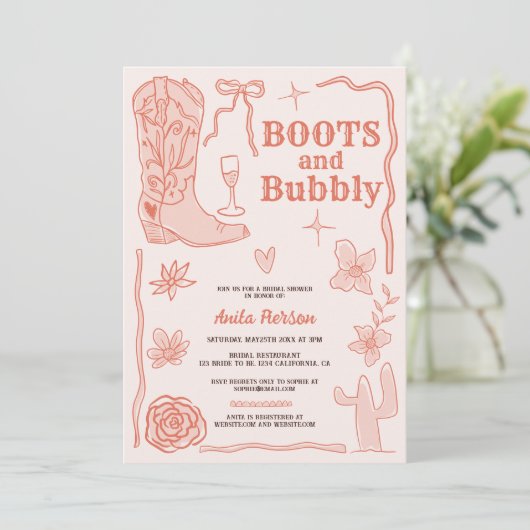 Terracotta krabbeltjes laarzen bruisende bruiloft  kaart (Staand voorkant)