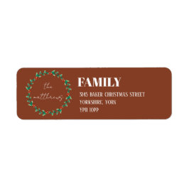 Terracotta Krans Vrolijk Kerstfeest Familie Adres Etiket