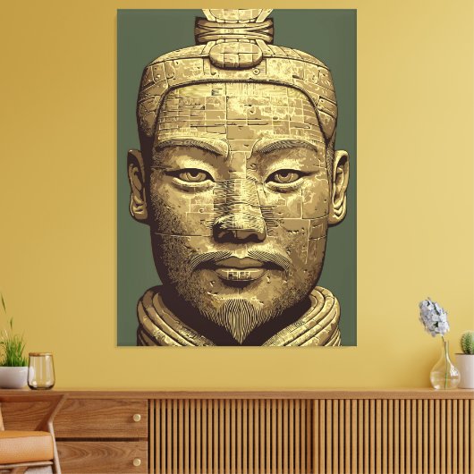 Terracotta krijger - Oud Goud Kunst Canvas Afdruk (Insitu (Woonkamer))