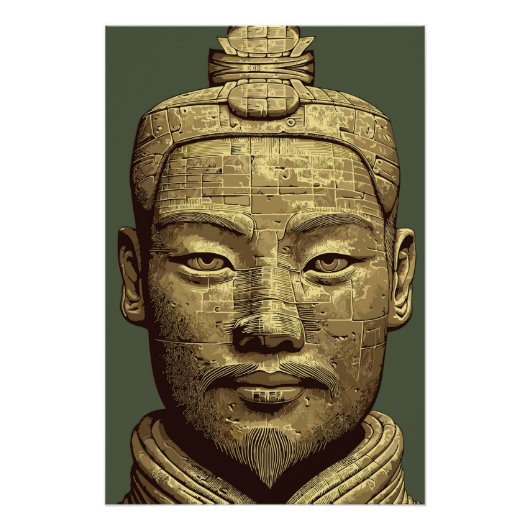 Terracotta krijger - Oud Goud Kunst Perfect Poster (Voorkant)