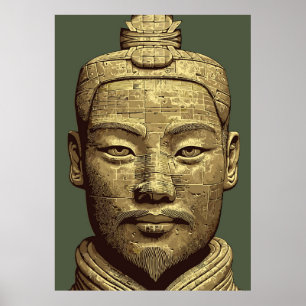 Terracotta krijger - Oud Goud Kunst Poster
