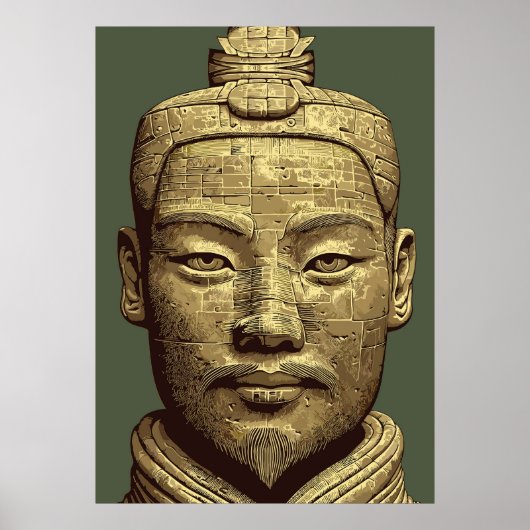 Terracotta krijger - Oud Goud Kunst Poster (Voorkant)