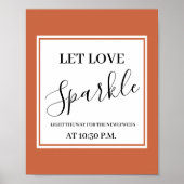 Terracotta Laat liefde sparkle bruiloft teken post Poster (Voorkant)