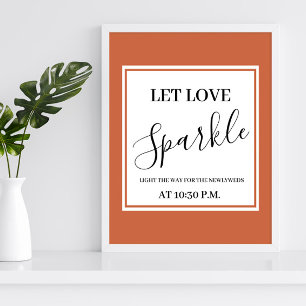 Terracotta Laat liefde sparkle bruiloft teken post Poster