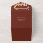 Terracotta Landelijke Herfst Bloem Bruiloft QR All In One Uitnodiging (Buitenkant)