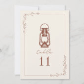 Terracotta Lantern Wedding Table Number Kaart (Voorkant)