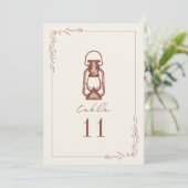  Terracotta Lantern Wedding Table Number Kaart (Staand voorkant)