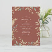 Terracotta laurierblad Eucalyptus Bruiloft Kaart (Staand voorkant)