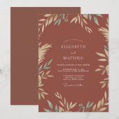 Terracotta laurierblad Eucalyptus Bruiloft Kaart (Voorkant / Achterkant)