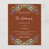 Terracotta lavendel bloemengroen budget bruiloft (Voorkant)