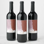 Terracotta Lavender Monogram Waterverf Wijn Etiket (Flessen)