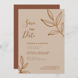 Terracotta Leaf Save the Date Virtuele Trouwdatum Kaart