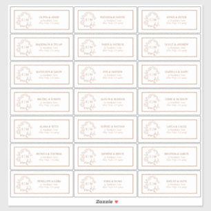 Terracotta Leafy Crest Monogram Guest Adres Sticker