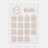 Terracotta Leafy Crest Monogram Weddenschap Acryl Bord (Voorkant)