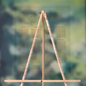 Terracotta Leafy Crest Monogram Weddenschap Acryl Bord (Neutraal)