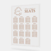 Terracotta Leafy Crest Monogram Weddenschap Acryl Bord (Hoek)