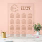 Terracotta Leafy Crest Monogram Weddenschap Acryl Bord (Huwelijk)