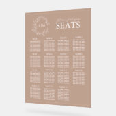 Terracotta Leafy Crest Monogram Weddenschap Acryl Bord (Hoek)