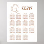 Terracotta Leafy Crest Monogram Weddenschap Poster (Voorkant)