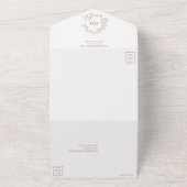 Terracotta Leafy Crest Monogram Wedding All In One Uitnodiging (Buitenkant)