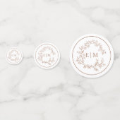 Terracotta Leafy Crest Monogram Wedding Confetti (Achterkanten)