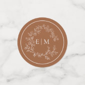 Terracotta Leafy Crest Monogram Wedding Confetti (Kleine voorkant)