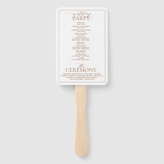Terracotta Leafy Crest Monogram Wedding Programme Handwaaier (Achterkant)
