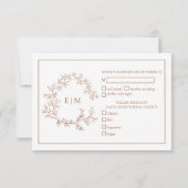 Terracotta Leafy Crest Monogram Wedding RSVP-kaart RSVP Kaartje (Achterkant)