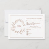 Terracotta Leafy Crest Monogram Wedding RSVP Kaartje (Achterkant)