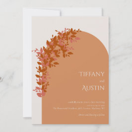 Terracotta Leaves Clean Modern Wedding Kaart