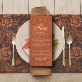 Terracotta Leaves Elegant Rustic Wedding Menu