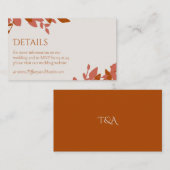 Terracotta Leaves Modern Wedding Enclosure Kaart (Voorkant / Achterkant)