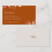 Terracotta Leaves Modern Wedding Enclosure Kaart (Voorkant / Achterkant)