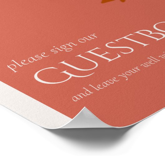 Terracotta Leaves Modern Wedding Guestbook Poster (Hoek)