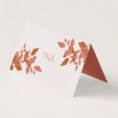 Terracotta Leaves Modern Wedding Place Card Kaart (Achterkant)