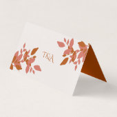 Terracotta Leaves Modern Wedding Place Card Kaart (Achterkant)