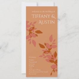 Terracotta Leaves Modern Wedding Programme