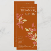 Terracotta Leaves Modern Wedding Programme (Voorkant / Achterkant)