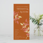 Terracotta Leaves Modern Wedding Programme (Staand voorkant)