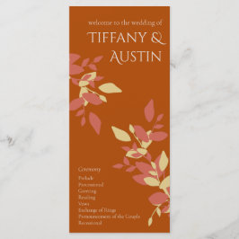 Terracotta Leaves Modern Wedding Programme