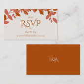 Terracotta Leaves Modern Wedding RSVP Kaart (Voorkant / Achterkant)