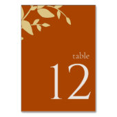 Terracotta Leaves Modern Wedding Table Number Kaart (Achterkant)